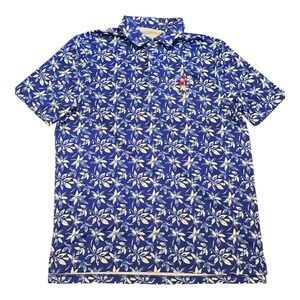 2024 US Open Golf Pinehurst Polo Mens Size Medium Blue Floral Performance Shirt